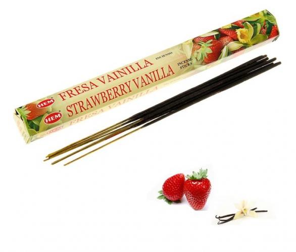 Благовония HEM Vanilla-strawberry (Ваниль-клубника), шестигранник, 20 палочек