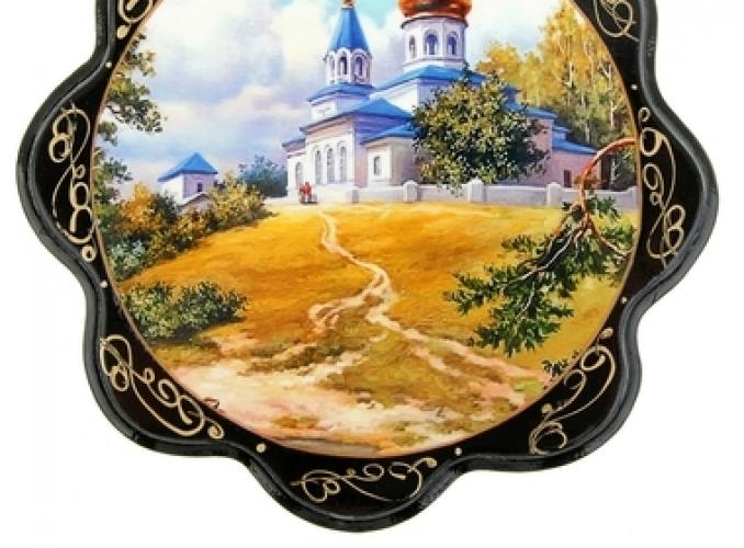 Шкатулка Пейзаж лаковая миниатюра, МИКС