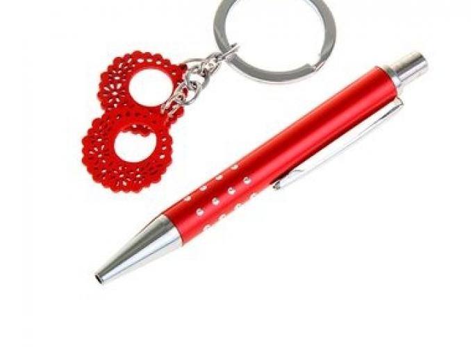 Набор подарочный 2в1: ручка, брелок Роза