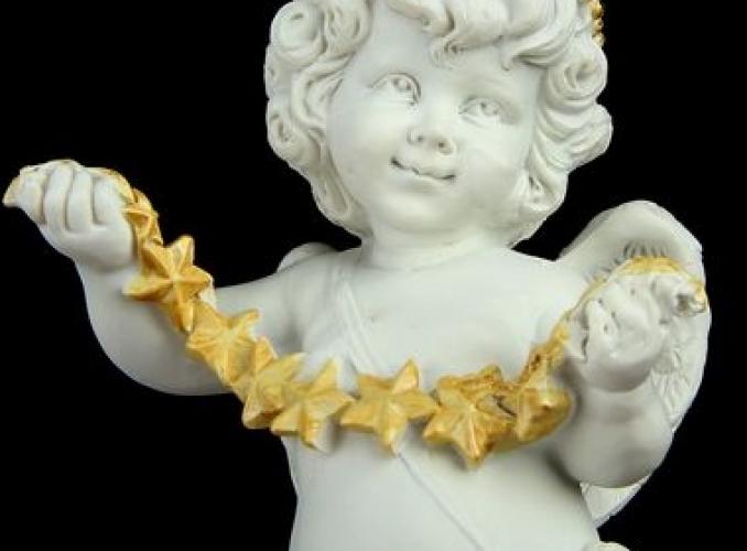 Сувенир Ангелочек в золотом ободке со звёздочками