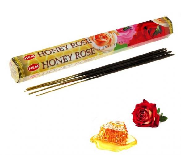 Благовония HEM Honey Rose (Мёд и роза), шестигранник, 20 палочек