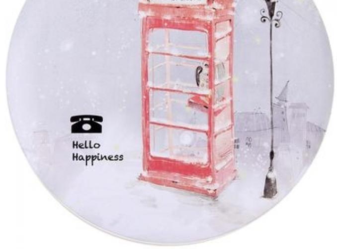 Шкатулка круг Телефонная будка, фонарь, снег