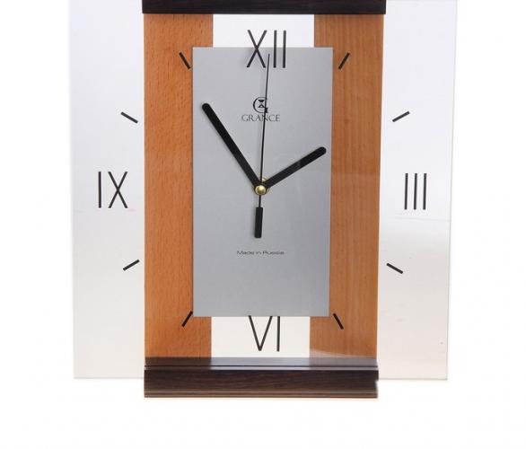 Часы настенные деревянные застекленные Grance, римские цифры, светлое и темное дерево