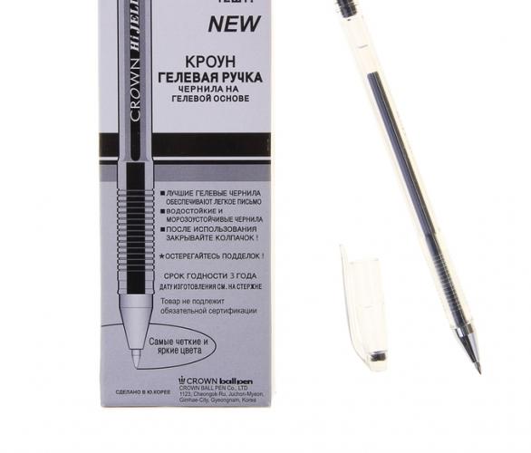Ручка гелевая стандарт Crown HJR-500 черная, узел 0.5мм