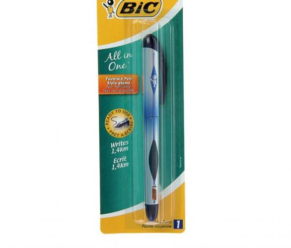 Ручка перьевая BIC All in One, синие чернила, узел из нержавеюще стали, блистер