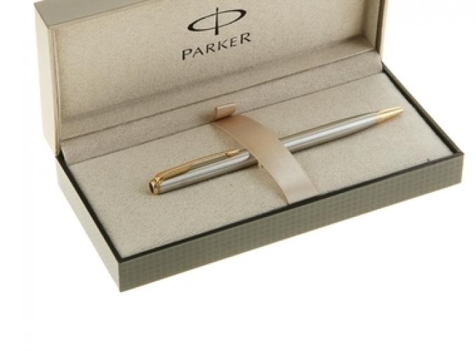 Ручка шариковая Parker Sonnet Slim ESSENTIAL St Steel GT Mblack