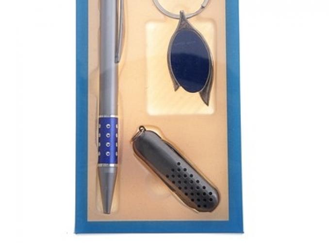 Подарочный набор, 3 предмета в коробке: ручка, брелок, нож