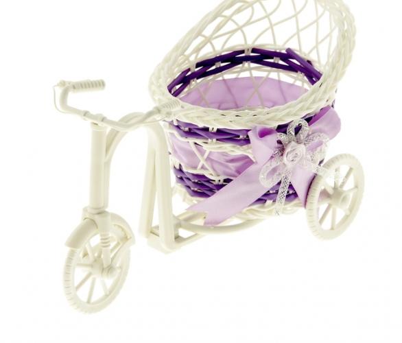 Корзинка декоративная Велосипед с кашпо - сиреневая лента