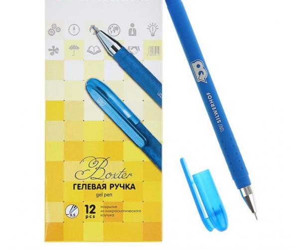 Ручка гелевая Silwerhof BOXTER синяя, узел-игла 0.5мм, каучук