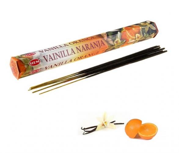 Благовония HEM Vanilla Orange (Ваниль Апельсин), шестигранник, 20 палочек