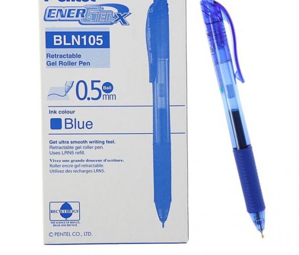 Ручка гелевая автомат Pentel Energel-X, резиновый упор, быстросохнующие чернила, узел-игла 0.5мм, синяя (стержень LRN5)
