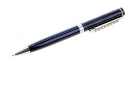 Ручка шариковая подарочная в пластиковом футляре поворотная Стразы черная с серебристыми вставками