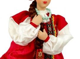 Сувенирная кукла Женский зимний костюм Московской губ.19в. 50 см (А1-15)