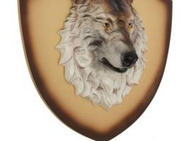 Панно Голова волка бежевый щит