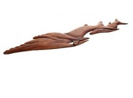 Панно декоративное Стая китов коричневый цвет 100х22х1 см