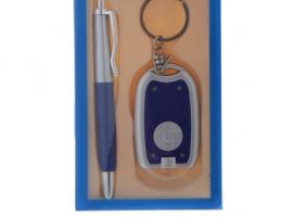 Набор подарочный 2в1: ручка, брелок-фонарик, синий