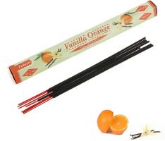 Благовония шестигранник Sarathi Vanilla Orange Ваниль апельсин 20 палочек в упаковке