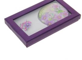 Набор подарочный 2в1 в блистере (брошь +зеркало цветы полевые) фиолет16*9см
