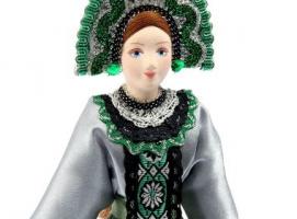 Сувенирная кукла Кристина в традиц. одежде, к. 19 - н. 20 в, Россия