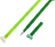 Ручка шариковая-прикол Бамбуковая палочка с прозрач-тонир серцами