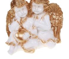 Статуэтка Пара ангелов с сердцем белый с золотом