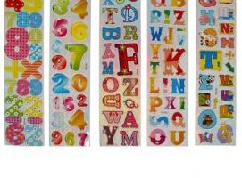 Наклейка детская Буквы и цифры МИКС