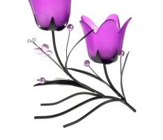 Подсвечник на 2 свечи Весенний тюльпан, цвет фиолетовый