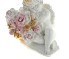 Статуэтка Ангел с розами большая белый