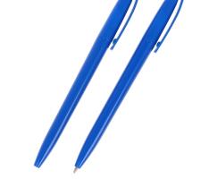 Ручка шариковая поворотная Лого Изгиб корпус тонированный синий, стержень синий