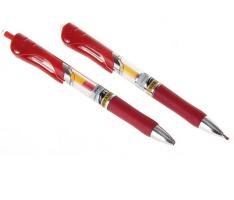 Ручка гелевая автоматическая 0,5 мм красная, прозрачный корпус с резиновым держателем ASQI