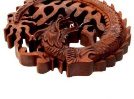 Панно декоративное Дракон коричневый цвет 20х20х2 см