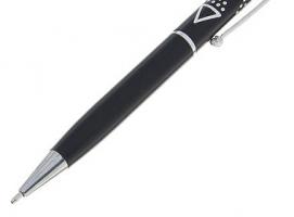 Ручка шариковая подарочная в пластиковом футляре поворотная Стиль черная с серебристыми вставками