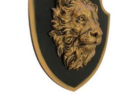 Панно Голова льва бронза, чёрный щит