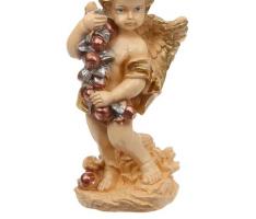 Статуэтка Ангел с яблоками бежевый