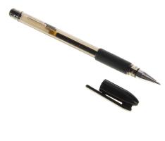 Ручка гелевая 0,7мм тонированный корпус с резиновым держателем, стержень черный