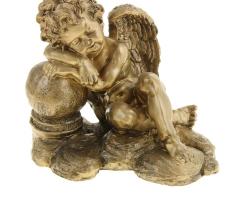 Статуэтка Ангел на камне у шара бронза