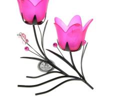 Подсвечник на 2 свечи Весенний тюльпан, цвет розовый