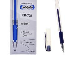 Ручка гелевая стандарт резиновый упор Crown JBR-700 синяя, узел 0.5мм