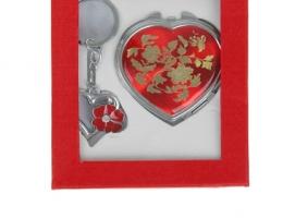 Набор подарочный 2в1: зеркало, брелок Сердце с цветком, МИКС