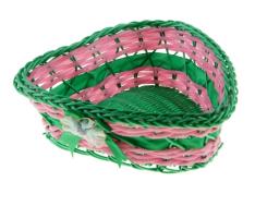 Корзинка декоративная Зелёно-розовая с бантом в форме сердца
