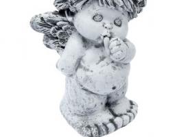 Статуэтка Ангел  с пальчиком во рту  антик серый
