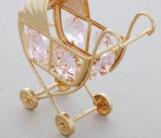 Сувенир Детская коляска с хрусталиками Сваровски