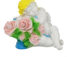 Статуэтка Ангел Валентин с розами глаза закрыты