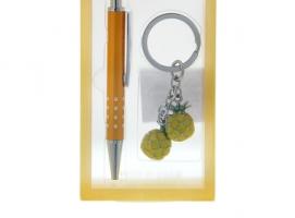 Набор подарочный 2в1: ручка, брелок ананасы, желтый