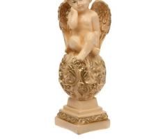 Статуэтка Ангел на шаре с узором, средний, бежевый