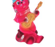 Копилка Кот с гитарой флок, розовая