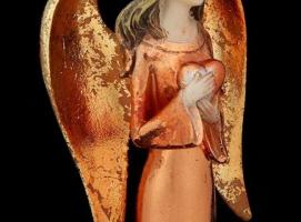 Сувенир Золотистый ангел с сердцем