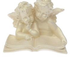 Статуэтка Ангелы пара с книгой перламутровая