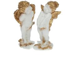 Набор сувениров 2 шт. Ангелы пара малый, бело-золотые