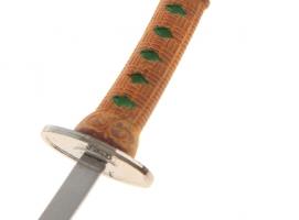 Нож танто сувенирный на подставке, кожа, коричневые ножны, ромбики